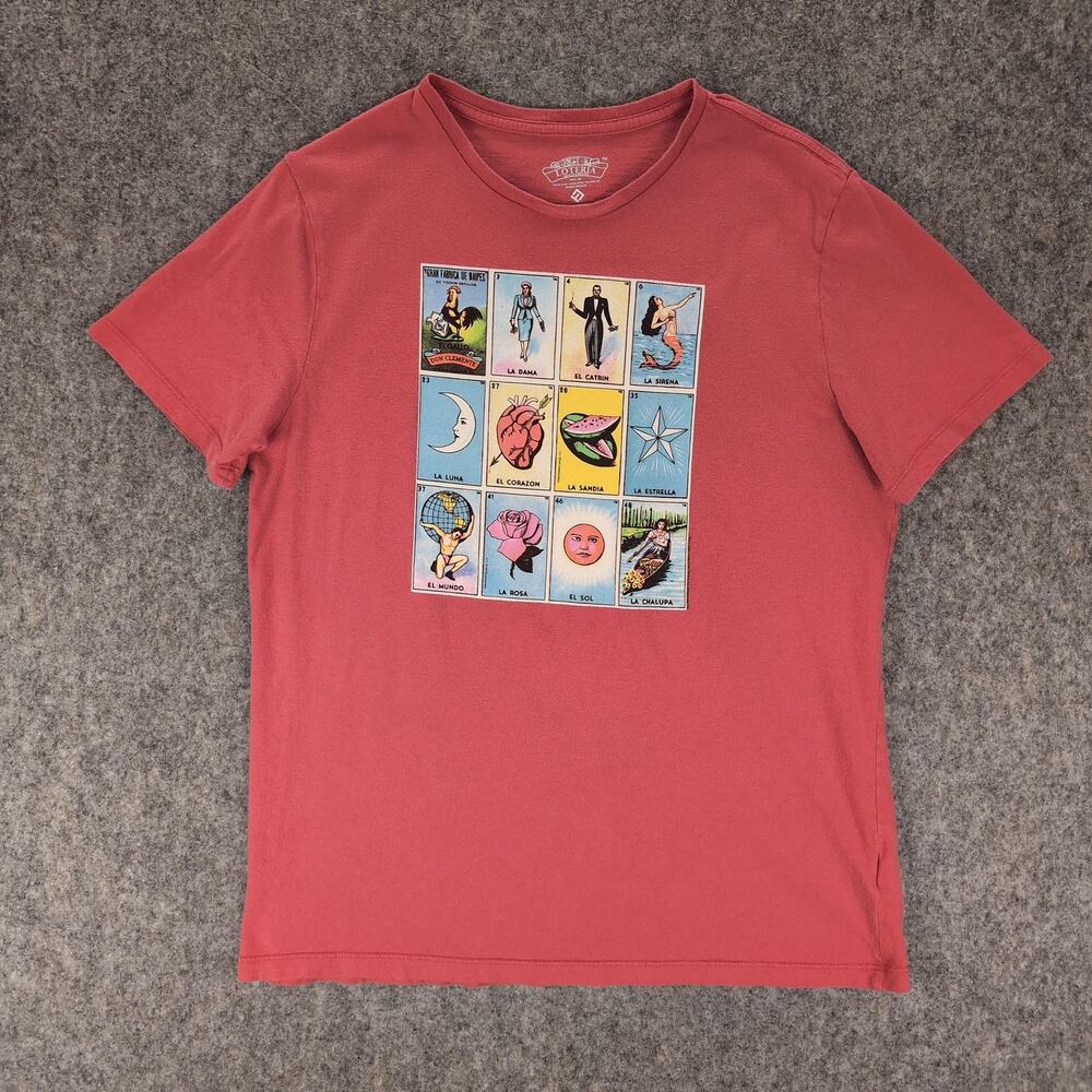 Loteria Don Clemente Shirt Mens Medium Red Mexican Bingo Cards Graphic Tee
